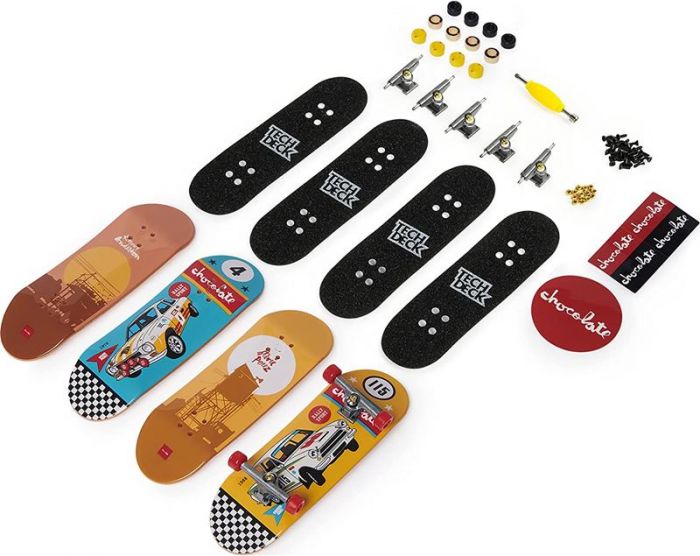 Tech Deck mini skateboard 4-pack - multipack med brett, skruer og hjul