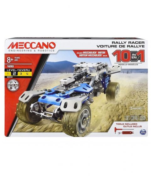 Meccano 10 Modelset - blå motorisert bil