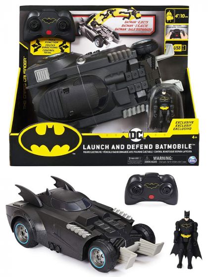 Batman RC Launch & Defend Batmobile - radiostyrt bil med figur - 10 cm