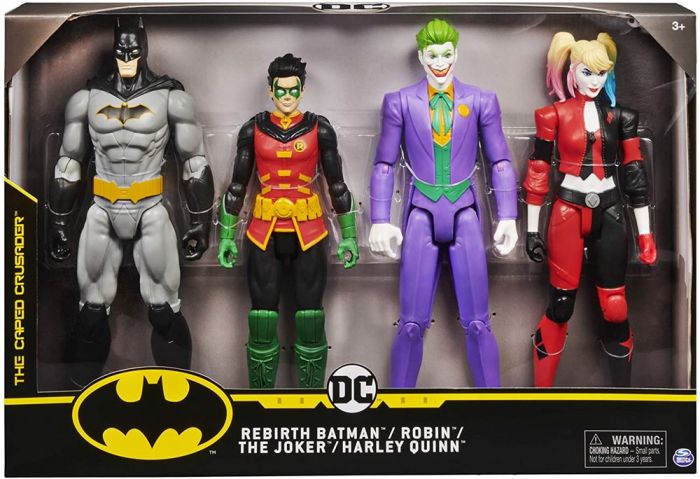 Batman actionfigurer 4-pack - Batman, Robin, Joker og Riddler - 30 cm