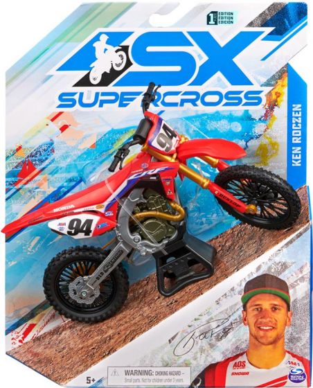 Supercross 1:10 Die Cast Collector Motorcykel med udstillingsstativ - Ken Roczen