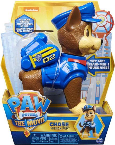 PAW Patrol Movie interaktiv figur med lyd - Chase på oppdrag - lyder og uttrykk fra filmen - 15 cm