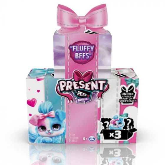 Present Pets Minis Fluffy BFFs 3-pack - søte kosedyr med utstyr - 7 cm
