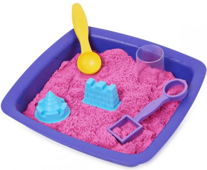 Kinetic Sand Sparkle sandslott lekesett med 3 former og 454 g sand - rosa