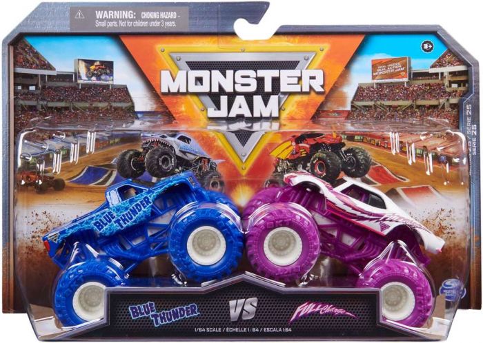 Monster Jam 2 pack 1:64 Die Cast - Blue Thunder vs Full Charge metallbiler