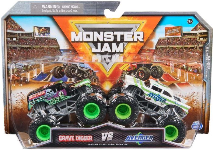 Monster Jam 2 pack 1:64 Die Cast - Grave Digger vs Avenger metallbiler
