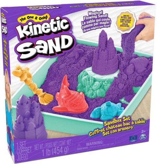 Kinetic Sand sandkasse med former og 454 g lilla sand