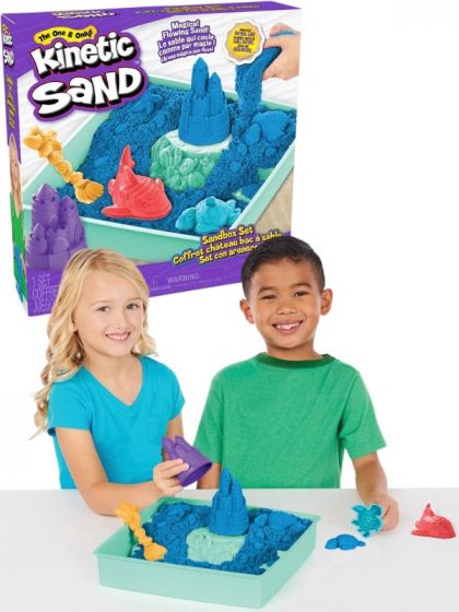 Kinetic Sand sandlåda med formar och 454 g blå sand