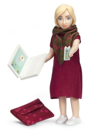 Lundby dukke med telefon og veske - tilbehør til dukkehus