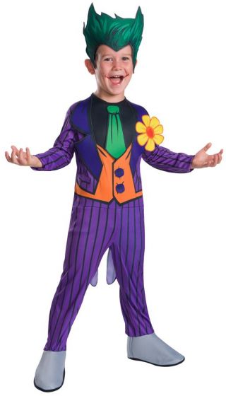 Batman The Joker kostyme - small - 4-6 år - heldrakt med skoovertrekk og hodeplagg