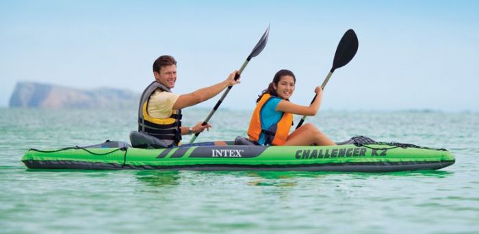 Intex Challenger K2 kajak - uppblåsbar kajak för 2 personer - med åror och pump