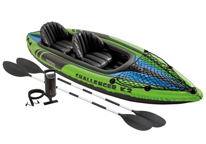 Intex Challenger K2 Kayak - oppustelig kajak til 2 personer - med pagajer og pumpe