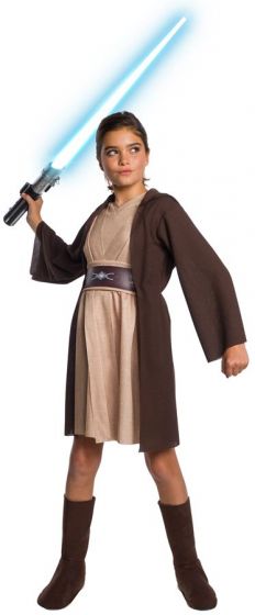 Star Wars Jedi Classic Deluxe kostume - medium - 8-10 år - Jedi-kjole med hætte og skoovertræk