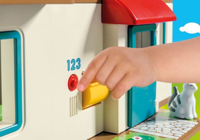 Playmobil 1.2.3 familiehus fra 18 mnd. - 70129 - dørklokke og toalett med lyd