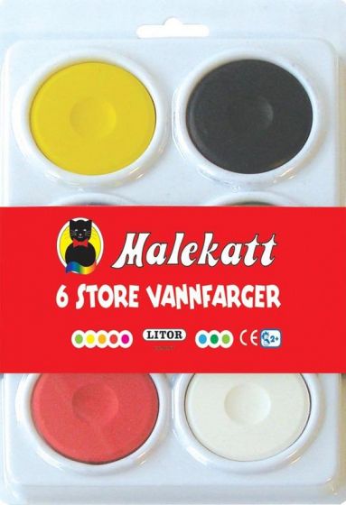 Malekatt - 6 store vannfarger som varer lenge