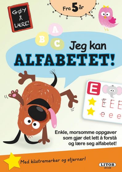 Lek og lær bok - Jeg kan alfabetet - aktivitetsbok med morsomme oppgaver og klistremerker