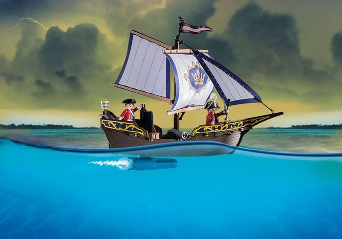 Playmobil Pirates Skepp med rödrockar 70412 - piratskeppet flyter i vatten
