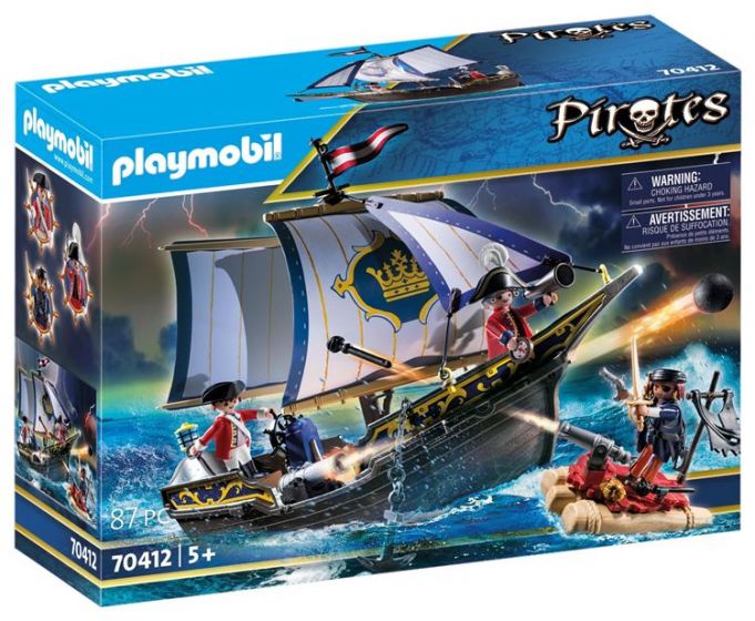 Playmobil Pirates Rødjakkeskip 70412 - piratskipet flyter i vann