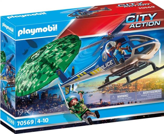 Playmobil City Action Politihelikopter på faldskærmjagt 70569