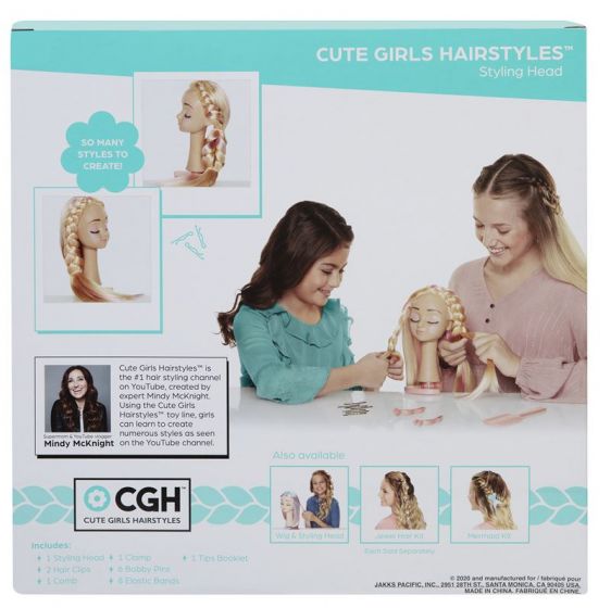 Cute Girls Hairstyles sminkedukke - frisørhode som kan festes til bordkanten - lær å flette