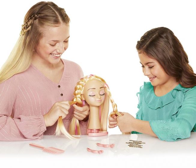 Cute Girls Hairstyles sminkedukke - frisørhode som kan festes til bordkanten - lær å flette