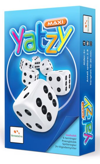 Maxi Yatzy terningspill - i praktisk blå eske