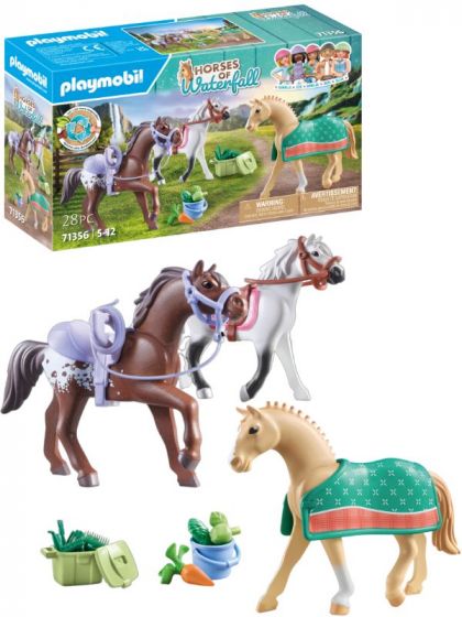 Playmobil Horses of Waterfall Tre hester med tilbehør 71356