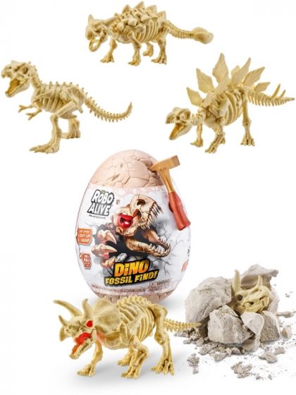 Zuru Robo Alive Dino Fossil Find S1 Surprise egg - grav fram og bygg din egen dinosaur - dinosaur med lysende øyne og brøl