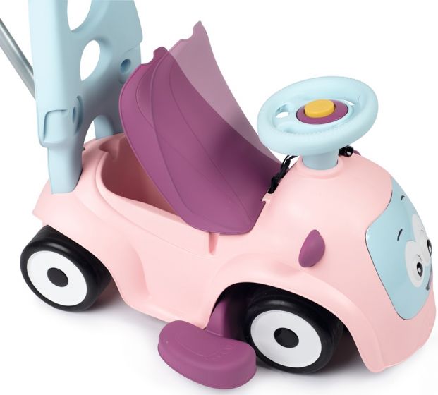 Smoby Maestro Ride-on - 3i1 lær-å-gå bil med skyvestang - rosa