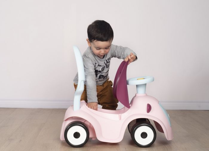 Smoby Maestro Ride-on - 3i1 lær-at-gå bil med styrestang - lyserød