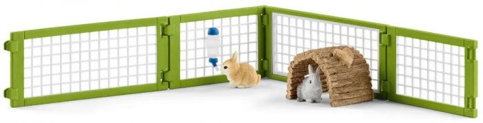 Schleich Farm World Picnic med små venner 72160 - figursæt med kaninbur og dyrefigurer - 29 dele