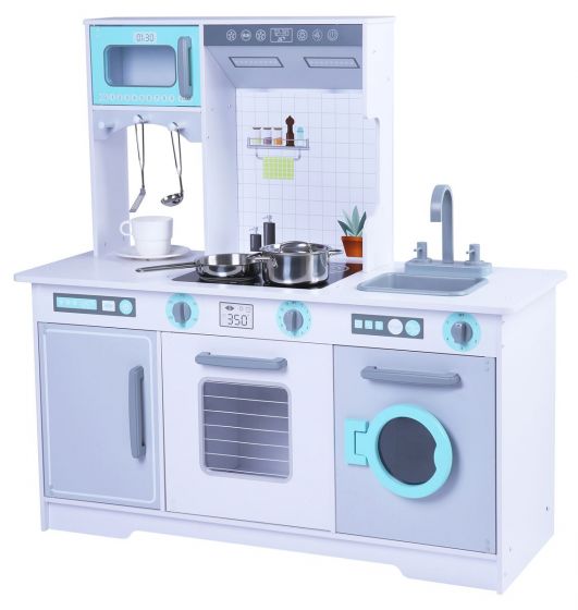 EduFun stort lekekjøkken i tre med fryser og vaskemaskin - 8 deler