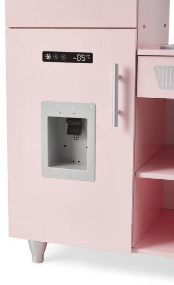 EduFun retro lekekjøkken i tre - rosa med grå detaljer