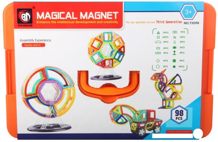 Magical Magnet - magnetiske byggeklodser i flere farver - 98 dele