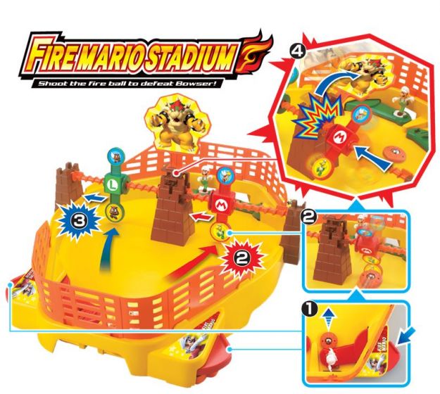 Nintendo Super Mario Fire Mario Stadium - Bordspill - Skyt ildballen for å beseire Bowser