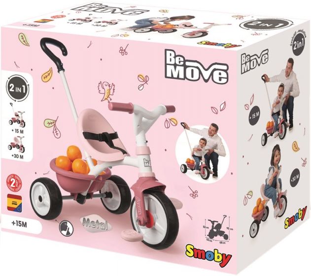 Smoby Be Move 2-i-1 Trehjulet cykel med skubbestang - lyserød
