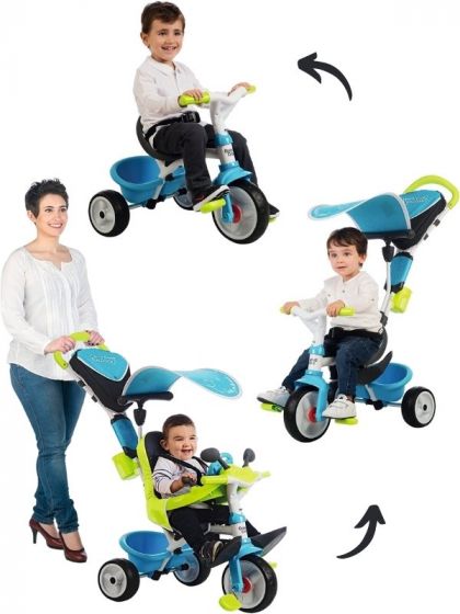 Smoby Baby Driver Comfort 3i1 trehjulssykkel - blå og grønn