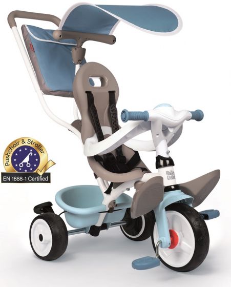 Smoby Baby Balade Plus 3i1 trehjulssykkel med bagasjebrett - blå