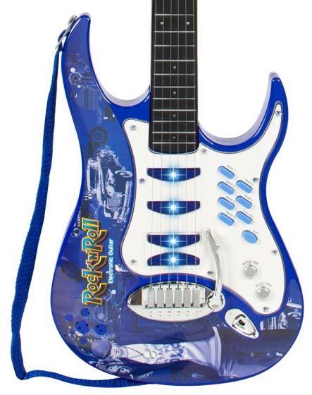 Elektrisk gitarr med mikrofon och förstärkare med MP3-anslutning- blå