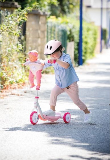 Smoby Corolle sparkesykkel med 3 hjul og bærestol til dukke - passer fra 3 år