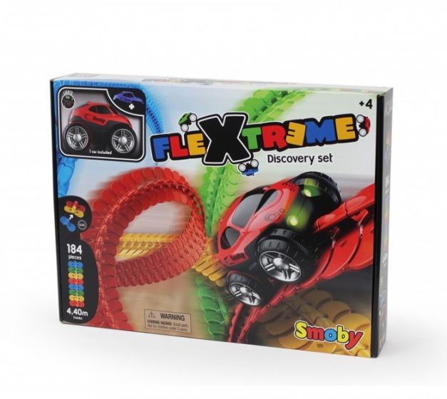 Smoby Flextreme Discovery Mega bilbane - lekesett med fleksible bilbanedeler og 2 kjøretøy