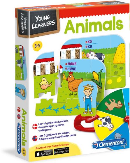 Clementoni Young Learners puslespill med dyr - spill og lær om dyr