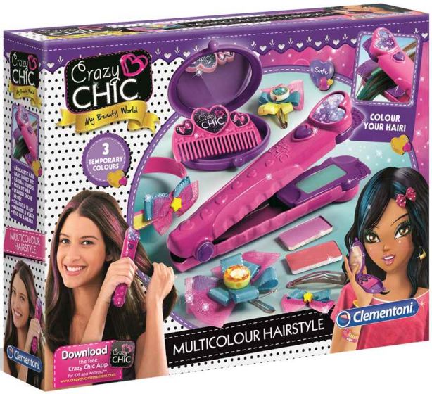 Clementoni Crazy Chic Multicolor Hairstyle - 3 kritt med hårfarge og annet hårtilbehør