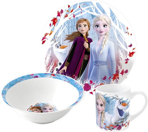 Disney Frozen 2 servise - frokostsett i keramikk - tallerken, kopp og skål