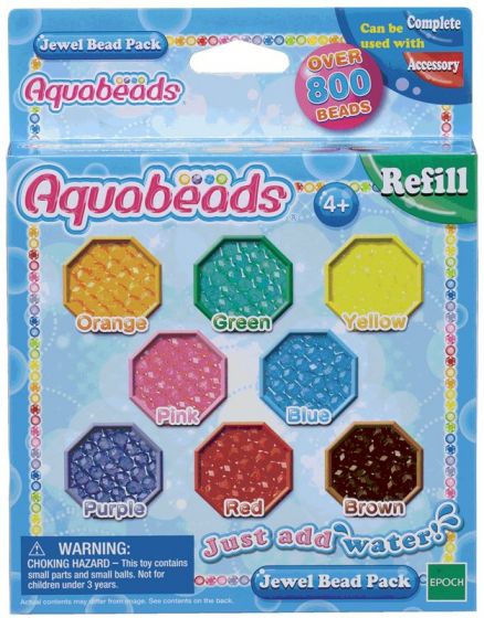 Aquabeads Jewel Bead Pack - Refill-sett med 800 juvel-vannperler i 8 ulike farger 