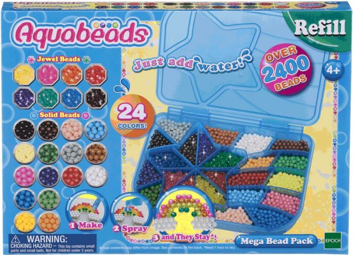 Aquabeads Mega Bead pack  - Refill-pakke med 2400 vannperler i 24 ulike farger 