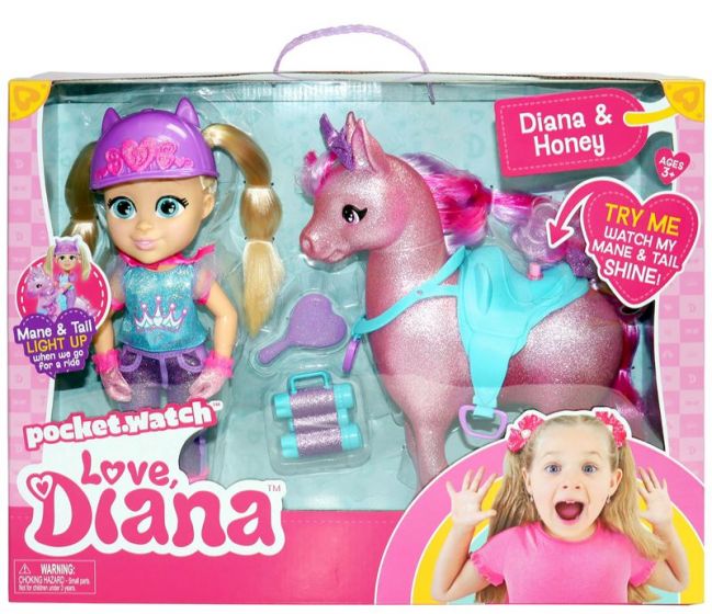 Love Diana Horse Set - hest med lysende hår og dukke - 33 cm