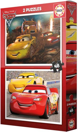 Educa Disney Cars 3 puslespill - 2 x 48 brikker - McQueen, Ramirez og Miss Fritter