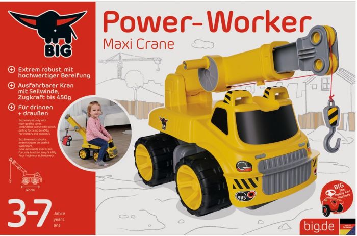 BIG Power-Worker Maxi-Crane kranbil att sitta på - 47 cm lång