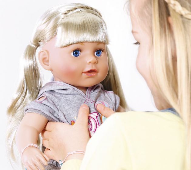 BABY Born Soft Touch Sister - interaktiv flickdocka med långt blondt hår - 43 cm